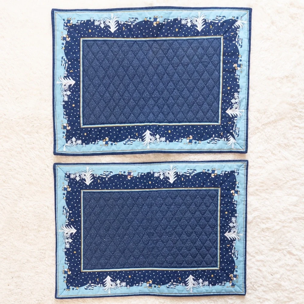 Vera Bradley Navy and Light Blue Quilted Placemats